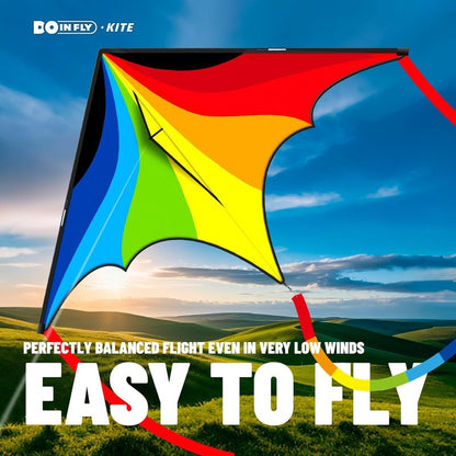 Triangular Kite - Easy to Control Design for Outdoor Fun | Delta Rainbow, 1.4m