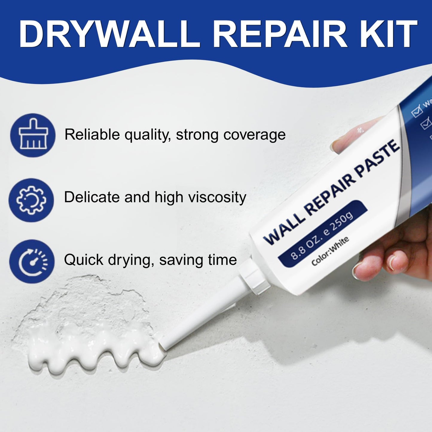 2Pcs Efficient Drywall Repair Kit with Scraper,Drywall Repair Kit,Wall Mending Agent, Used for Filling Cracks and Holes, Simple Wall Hole Filling, and Efficient Crack Repair.