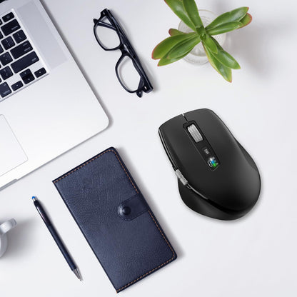 Wireless Side Scroll Mouse with Multi-Device, Ergonomic Computer Mice with Smart Flying Scroll, Quiet Click for Computer, Laptop, iPad, Tablet, MacBook (Grey)