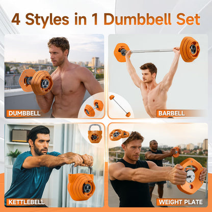 AOTOB 25/55 LBS Adjustable Dumbbell Set, Anti-Slip Fast Adjusting with Turning Handle, Adjustment for Men and Women, Weights Pair for Compact Home Gym Exercise Strength