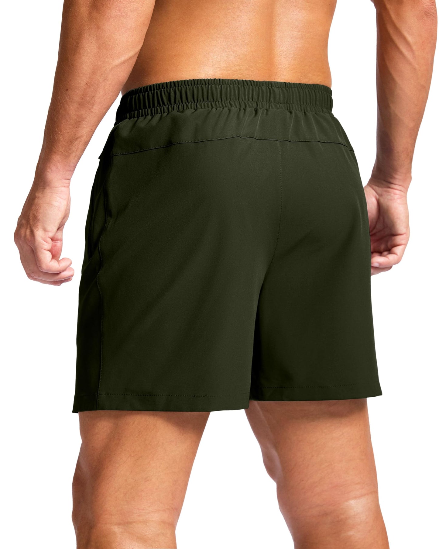 G Gradual Men's Athletic Running Shorts with Zipper Pockets Quick Dry 7"/ 5"/ 9" Workout Gym Shorts for Basketball Hiking(Olive,5XL)