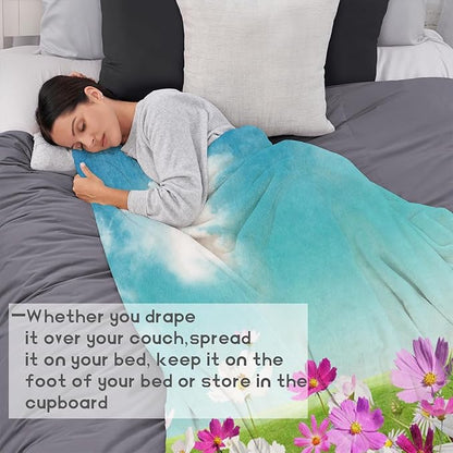 Mother's Day Fleece Blanket - 50x60in Mom from Daughter Birthday Heartfelt Message Floral Throw Blankets,Soft Cozy Lightweight, Ideal for Living Room Home Decor and Women Gifts