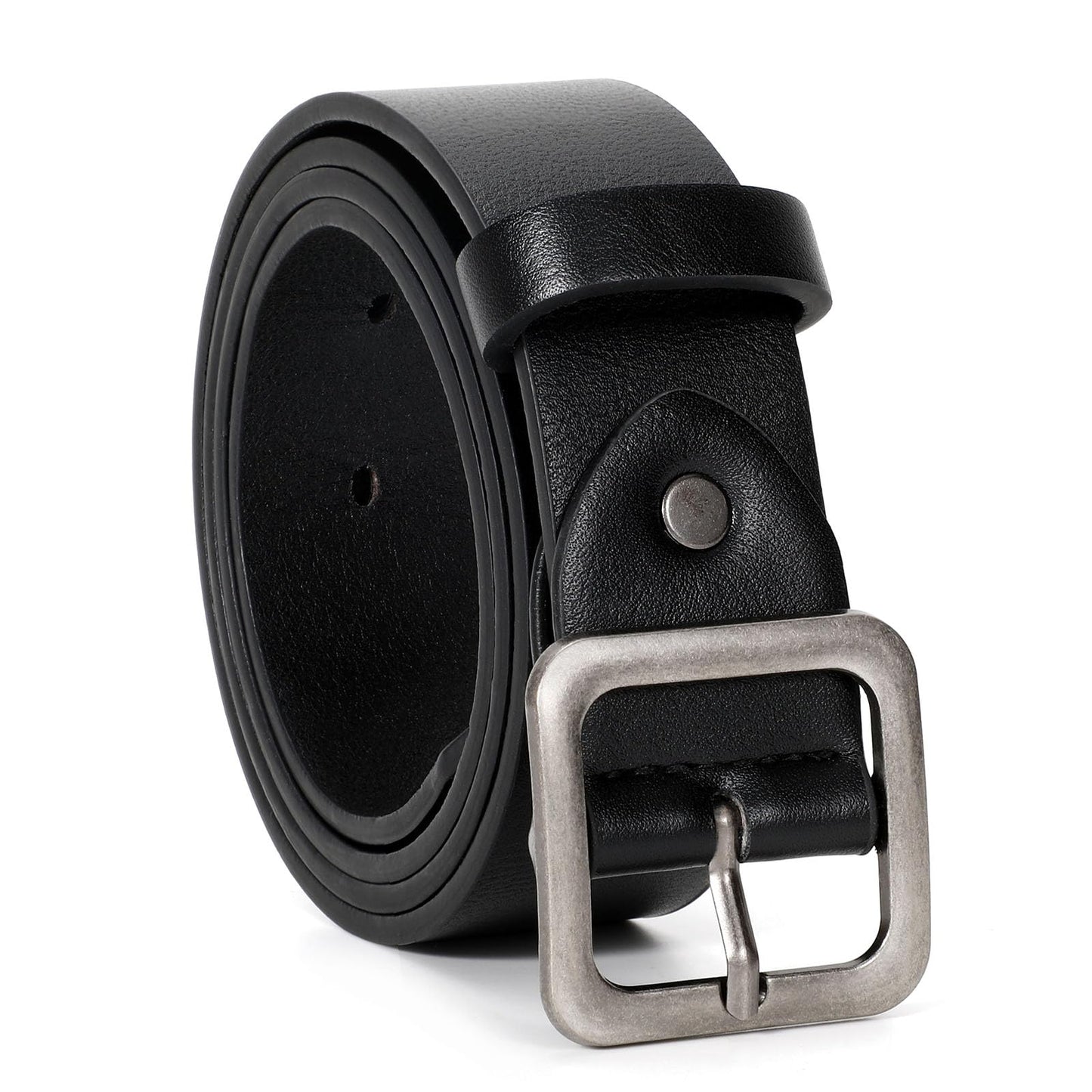 XZQTIVE Women’s Leather Belts for Jeans Pants Dresses Fashion Ladies Black Belt with Square Buckle