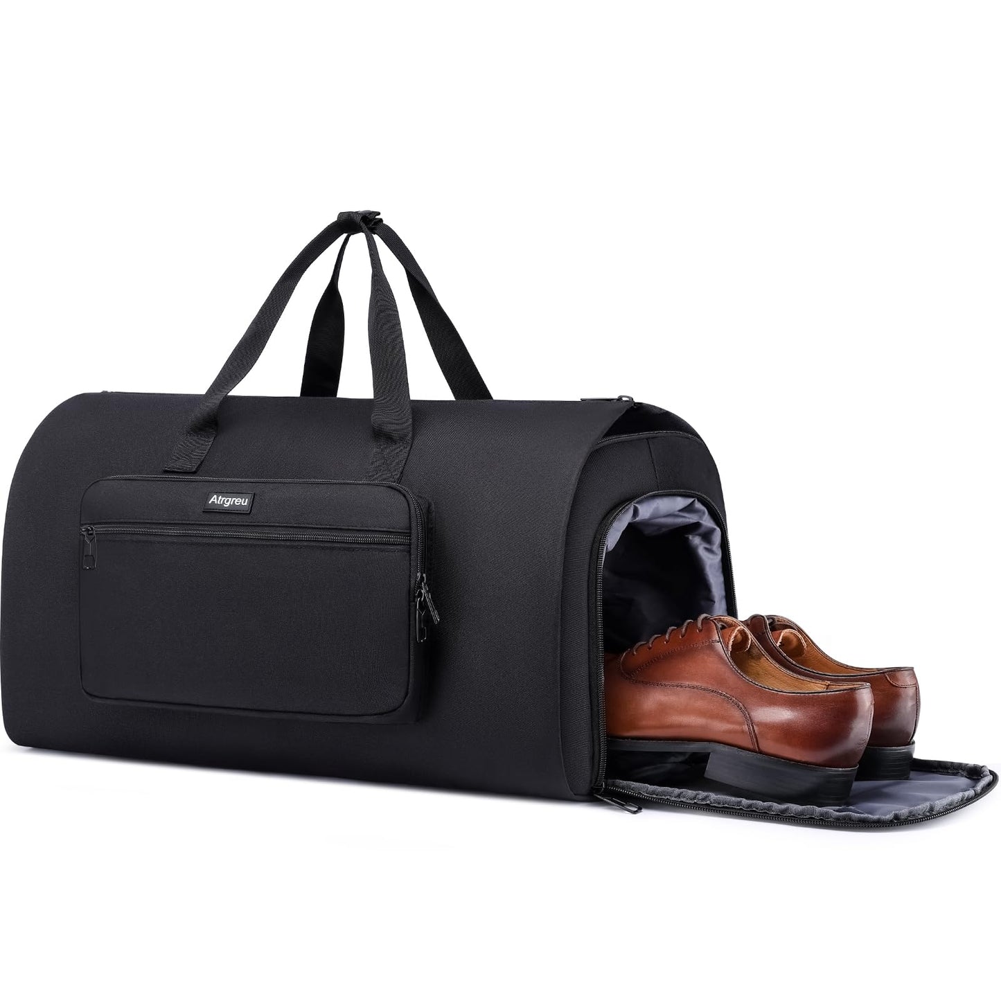Convertible Duffle Bags for Men, Garment Bag for Travel, Carry on Garment Duffel Bag with Shoe Compartment, 2 in 1 Hanging Dress Suitcase Suit Travel Bags, Black