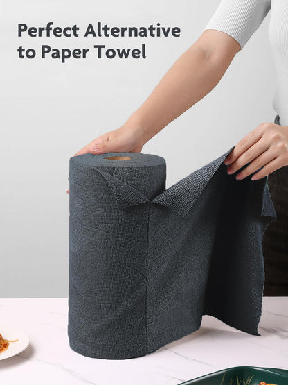 Fantasticlean Microfiber Cleaning Cloth Roll -150 Pack, Tear Away Microfiber Towels, 12" x 12", Reusable, Washable, Ultra Absorbent Dishcloth for Home Supplies, Car, Pet, Kitchen (2 Rolls of Grey)