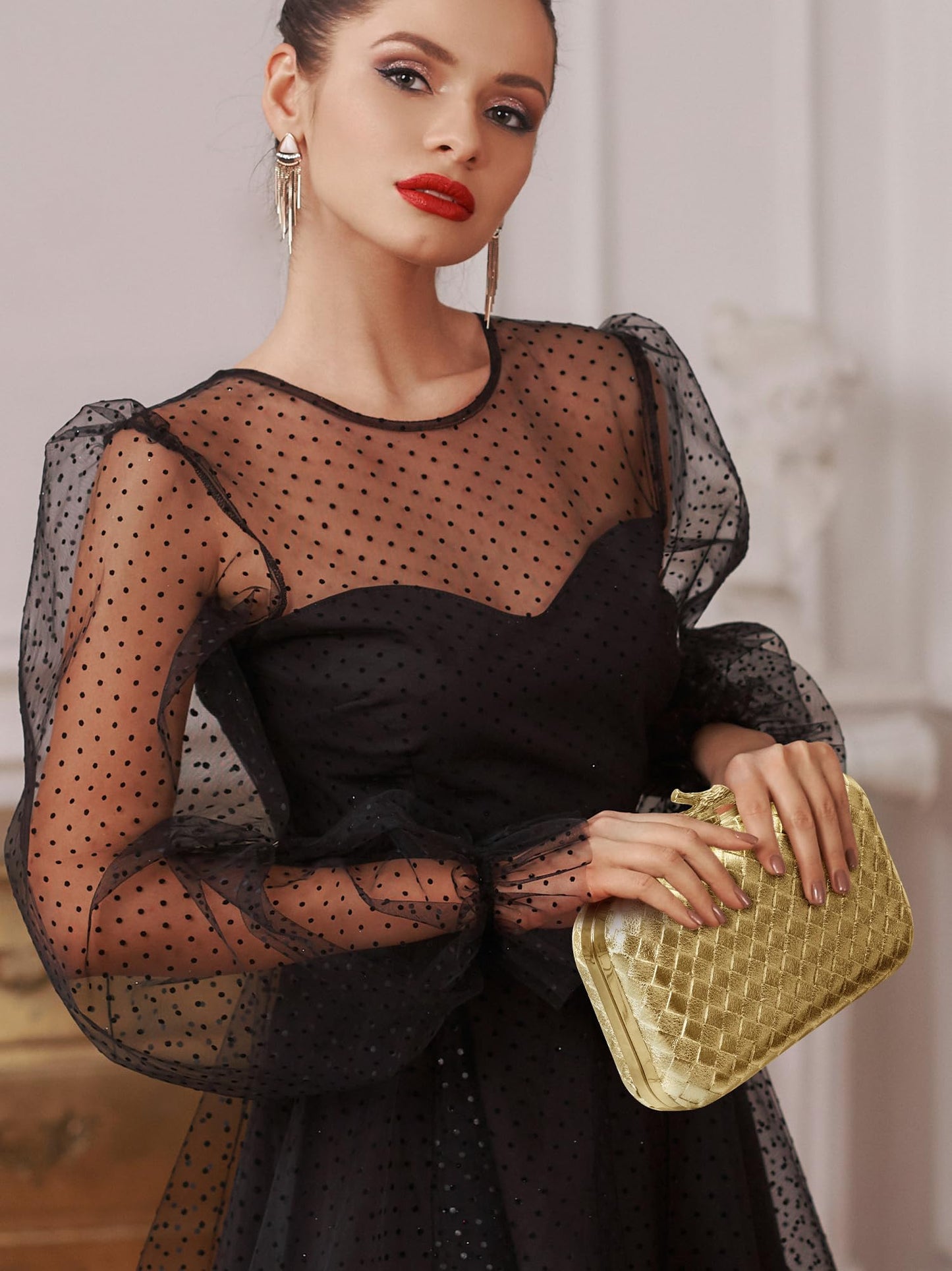 CHUNLI Clutch Purses for Women Evening/Wedding Chic Woven Bag Formal PU Leather Purse Designer Handbags for Women
