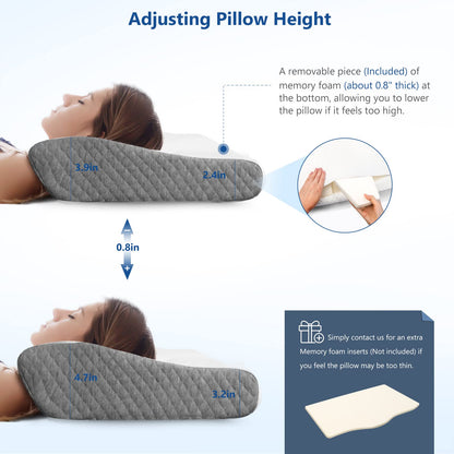 ZAMAT Memory Foam Pillow for Neck Pain Relief, Adjustable Orthopedic Ergonomic Cervical Pillow for Sleeping with Washable Cover, Bed Pillows for Side, Back, Stomach Sleepers