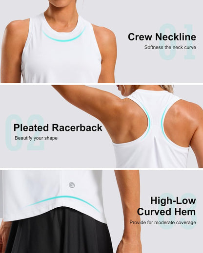 G Gradual Women's Workout Tank Tops Racerback Athletic Yoga Tops Loose Fit Sleeveless Running Gym Sports Shirts for Women(White,S)