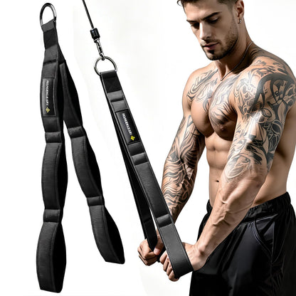 MANUEKLEAR 3 Grip Lengths in 1 Tricep Rope Cable Attachment with Ergonomic Handles, Greater ROM for Tricep Push Down Attachment Professional Gym Rope for Overhead Extension
