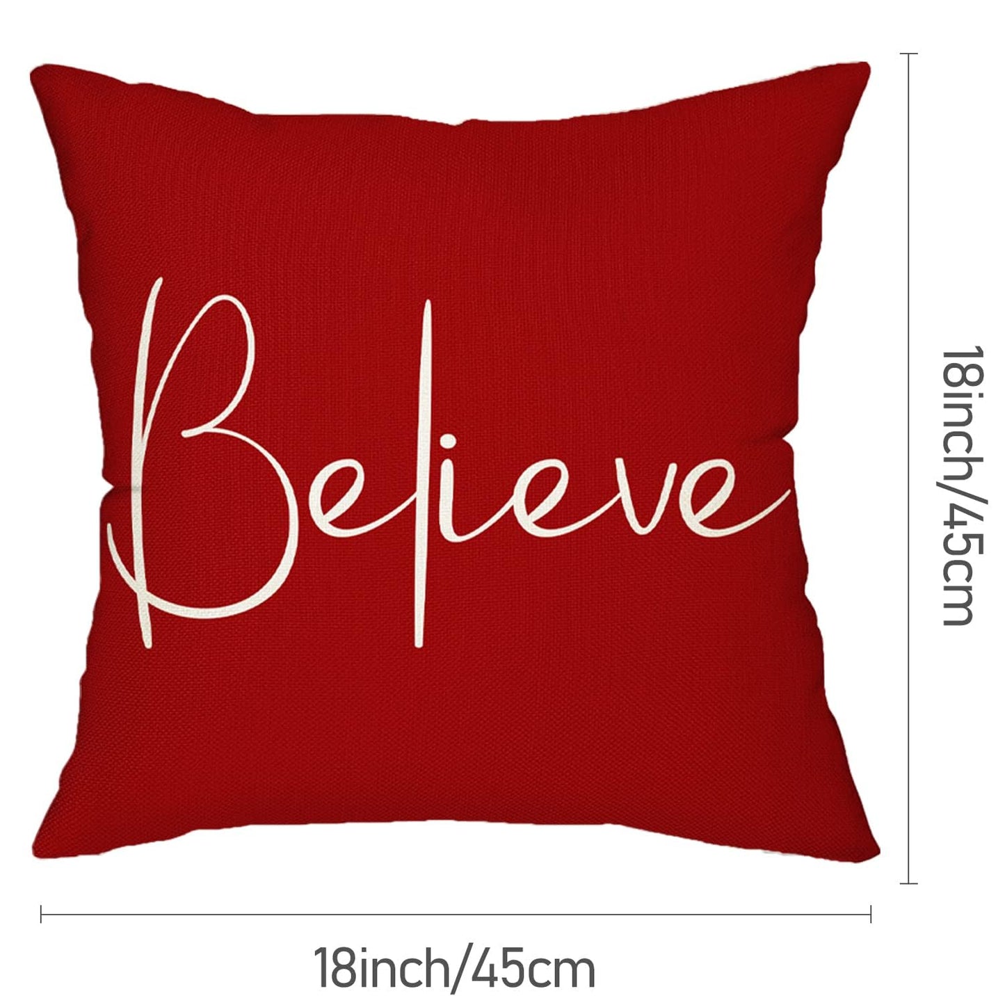 DFXSZ Christmas Throw Pillow Covers 20x20 Inch Set of 2 Merry Christmas Farmhouse Decorations Believe Holiday Decor Throw Cushion Case for Home Couch