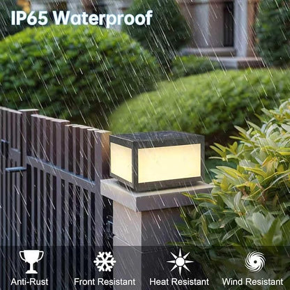 Outdoor Solar Post Light, Solar Column Lights, Pillar Lights LED Fence Deck Cap Lamp for Flat Surface Patio Garden Decoration, Modern Pillar Lamp with IP65 Waterproof Light Source（10"x10"）