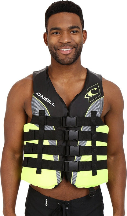 O'Neill Men's Superlite USCG Life Vest,Black/Lime/Smoke:Lime,2XL