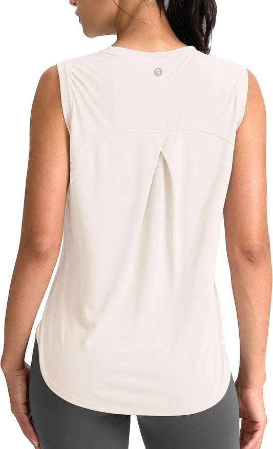 SANTINY Women's Sleeveless Workout Tops - Breathable Lightweight Yoga & Tennis Tank | Athletic Activewear