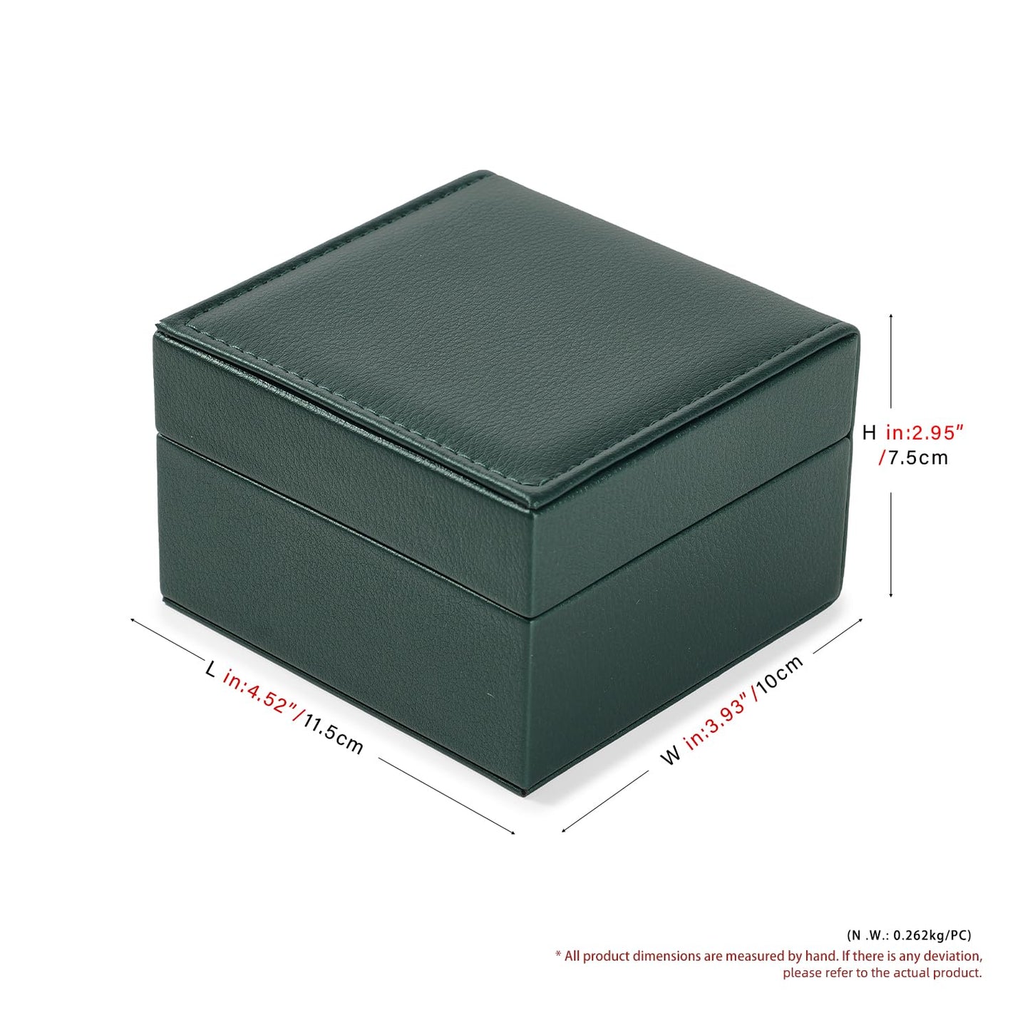 Papten PU Leather Single Watch Box Microfiber Interior Watch Travel Case Wristwatch Holder Storage Box With Removable Pillow (Green)