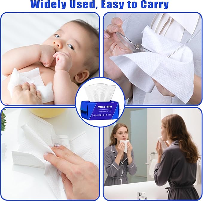 200 Count Disposable Face Towel, Dual-Textured Clean Wipes – Dry/Wet Use