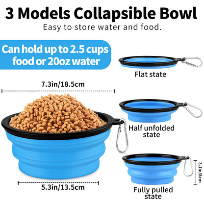 Collapsible Dog Bowls-2 Pack Large Size for Large/Medium Dogs, Pet Travel Water Bowl, Dogs Cat Portable Water Bowl, Dog Pet Feeding Watering Dish Outdoor Hiking Parking Traveling with 2 Carabiners