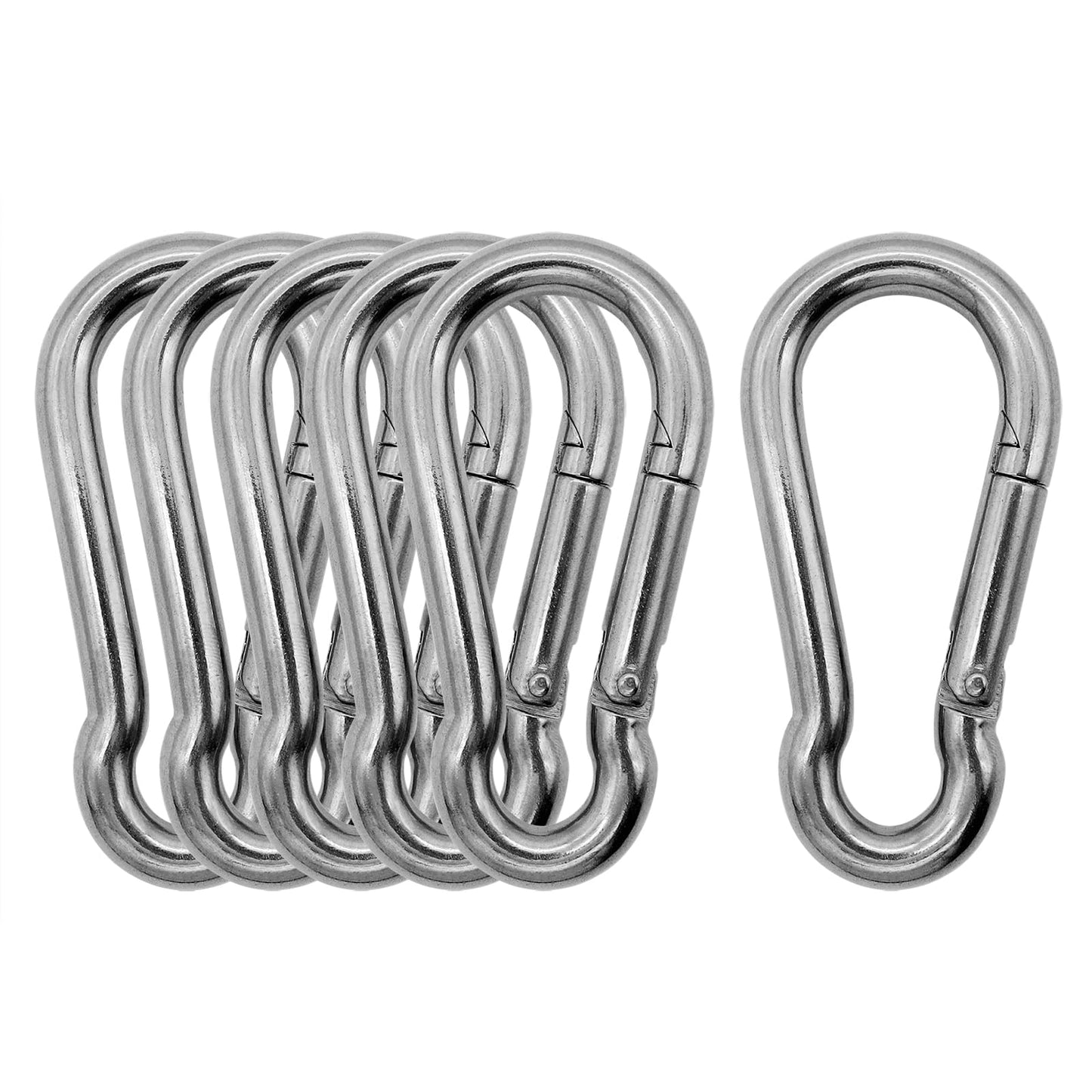 Outmate Marine Grade 316 Stainless Steel Carabiners -2.76 inch Heavy Duty, Durable & Rust-Free Clips for Gym, Swing, Dog Leashes, Hammocks, Keychains, and More(316 M7,Pack of 6)
