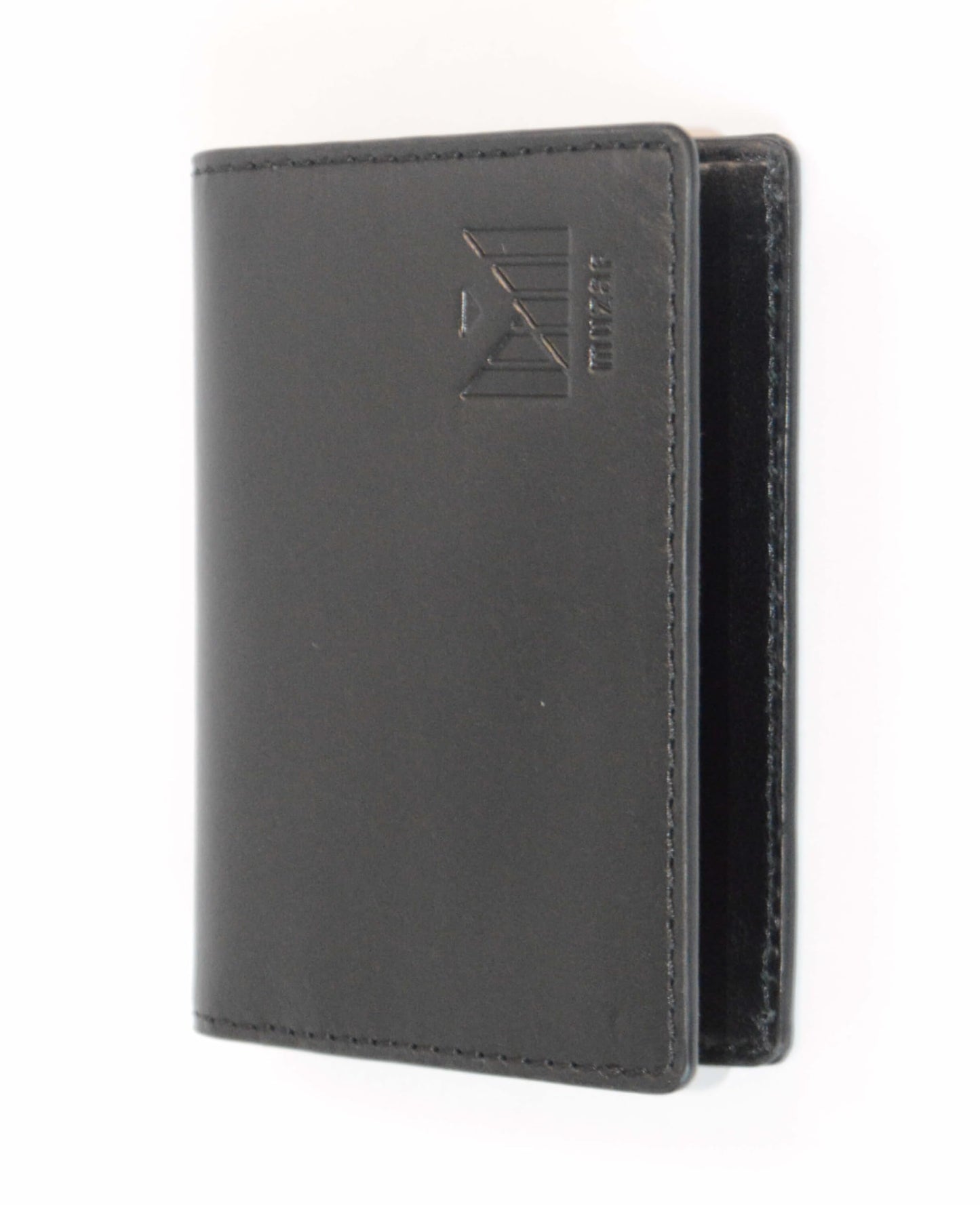 muzaf Premium Leather card holder, compact, 5 slots, hand stitched (Sand Black)