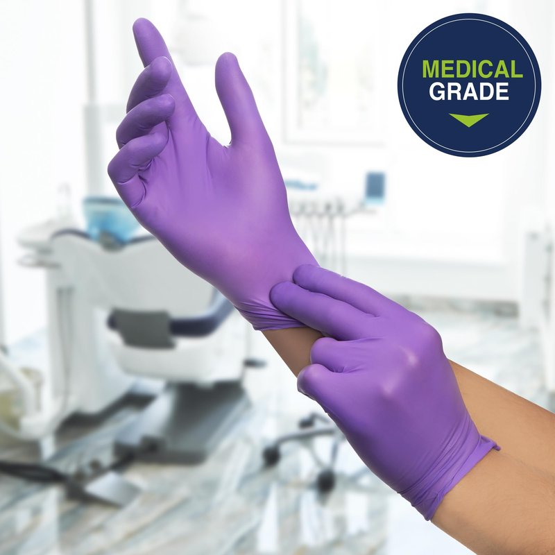 HALYARD Purple Nitrile Gloves Powder Free Disposable Medical Exam Gloves Dental Chemo Protection 5.9 mil 9.5 In Large Purple 55083 (Case of 1000)