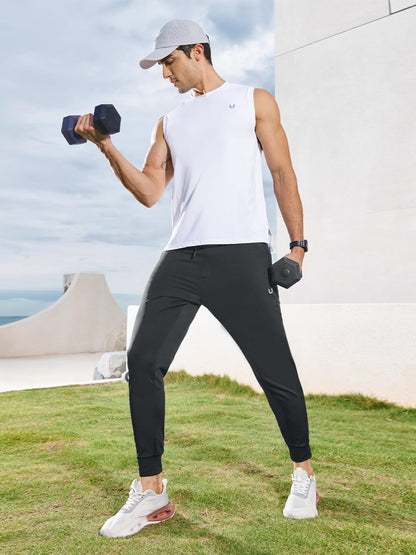 NORTHYARD Men's Joggers Pants with Zipper Pockets Lightweight Sweatpants Athletic Running Workout Track Pants for Men Black L