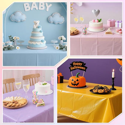 6 Packs Pastel Tablecloths Soft Color Disposable Plastic Table Cloth 54 x 108 Inch Waterproof Rectangle Table Covers for Ice Cream Party Baby Shower Wedding Baby Birthday Parties Decorations