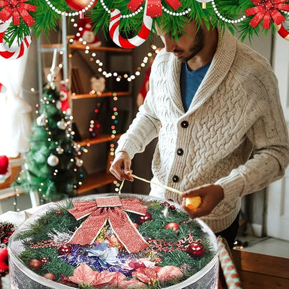 ProPik Christmas Wreath Storage Bag 24" - 2 Pack Clear Xmas Wreath Storage Container - Garland Holiday Artificial Wreath Storage Holder - Water Proof Transparent PVC - with Handles (24 Inch, White)