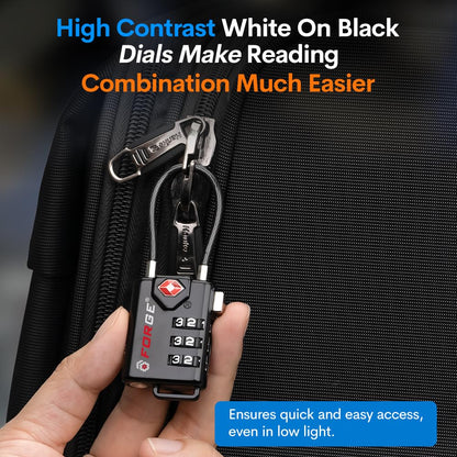 TSA Approved Cable Luggage Locks, Re-settable Combination with Alloy Body