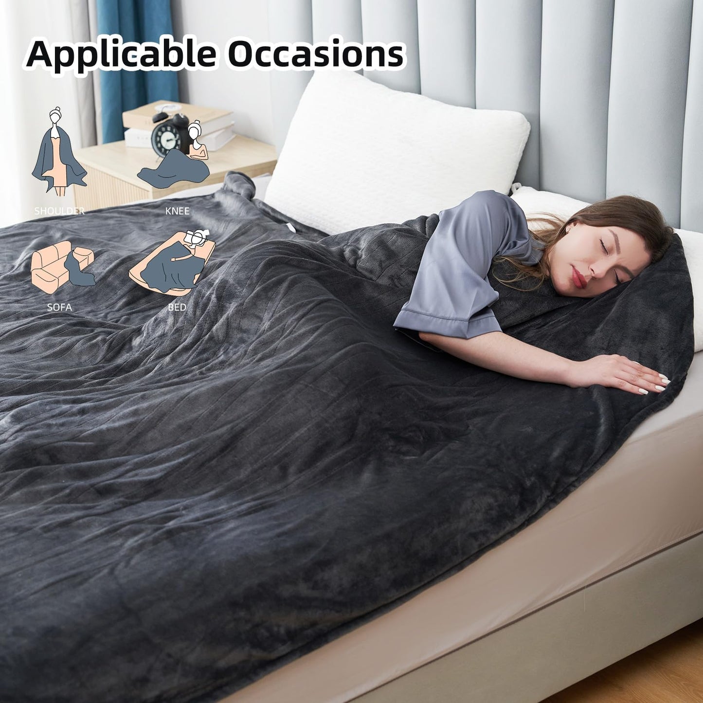 Electric Heated Blanket Full Size 72"x84", Cozy Large Oversized, 5 Heating Levels & 10 Hours Auto Off, Cozy for Bed, Sofa, & Office, Machine Washable, Purple