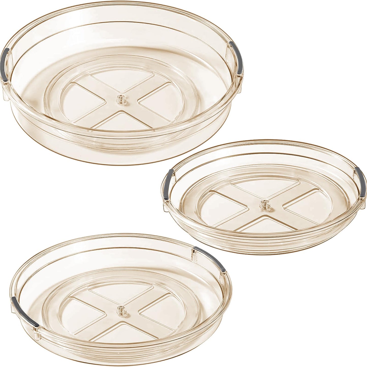 LAMU 3 Pack Lazy Susan Organizer Turntable for Cabinet, Rotating Condiment Organizer for Kitchen Pantry Organizers and Storage, Table Top, Fridge, Countertop, Spice Organization, 9.25'' 10.6'' 12''