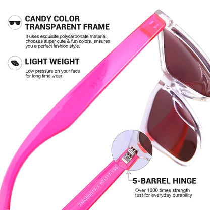 COLOSSEIN Sunglasses Womens,Classic Square Frame UV400 Mirrored Lens, Pink Sunglasses Fit For Beach,Vacation,Driving