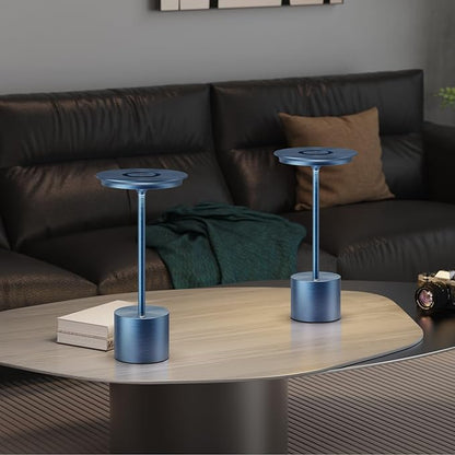 Cordless Table Lamp, Portable Rechargeable 6000mAh Outdoor Table Lamp, 3 Color Stepless Dimming Battery Powered Lamp, LED Table Light for Dinner/Restaurant/Outdoor (Blue)