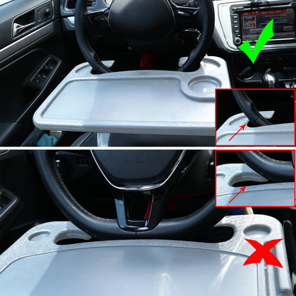 JUSTTOP Car Steering Wheel Desk for Laptop,Multipurpose Travel Car Accessories, Car Seat Stand Trays for Eating, Steering Wheel Under Table Console(Black)