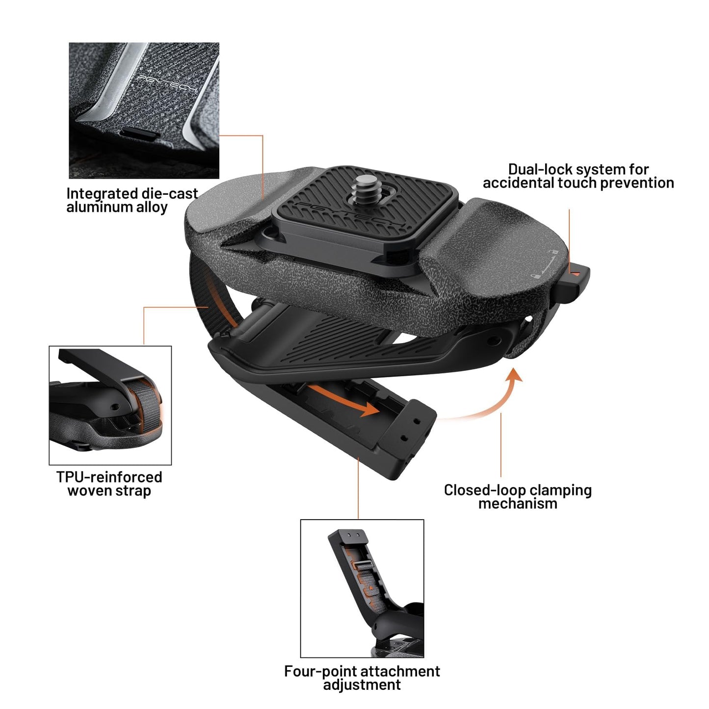 PGYTECH Beetle Camera Clip V2 with Plate, Quick Release Camera Backpack Clip, Arca-Swiss Compatible, SnapLock System for Sony/Nikon/Fuji/DSLR Cameras, Instant Mounting & Hands-Free, Aurora Purple