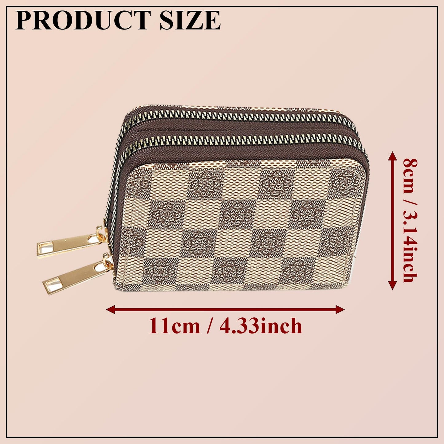 LFWATAXY PU Leather Accordion Card Wallet, Double-Layer Zippered Card Holder for Women Men Multi-Slot Large Capacity Card Organizer Compact Travel Wallet with Coin Purse ID Window (Gray)