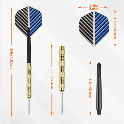 MaxMau 18 pcs Steel Tip Darts Set for Dartboard Metal Point Aluminum Foil Dart Flights