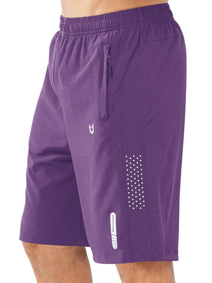 NORTHYARD Men's Athletic Running Shorts Gym Workout 7"/9"/5" Quick Dry Lightweight Sports Basketball Tennis 3 Zipper Pockets PURPLE-9inch S