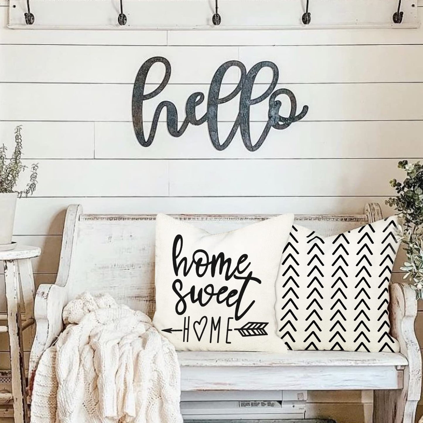 YCOLL Pillow Covers 18x18 Set of 4, Modern Sofa Throw Pillow Cover, Decorative Outdoor Linen Fabric Pillow Case for Couch Bed Car, Cream