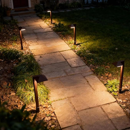 Equinox Outdoor Low Voltage Landscape Lighting 0.6W LED 3100K Warm White Metal 12V Pathway Lights Charcoal Brown Kits with Connector and Stake (1Pack)