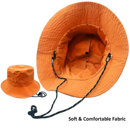 woogwin Waterproof Bucket Rain Hat with Chin Strap Quick Dry Packable Boonie Sun Hat Safari Hat UV Protection(Orange)