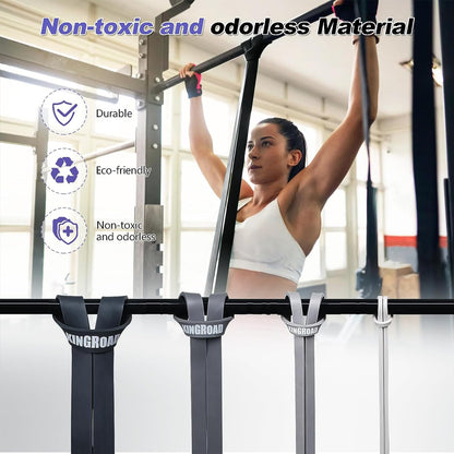 Resistance Band Pull Up Assistance Bands,Set of 5 Resistance Heavy Duty Exercise Stretch Fitness Bands for Stretching Power Lifting Workout Training with Instruction Guide