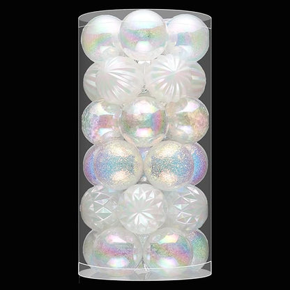 JORNOY Christmas Balls Ornaments, 30ct Shatterproof Xmas Tree Decorations, Hanging Bulbs Baubles Set with String for Holiday Home Party Decor, 2.36 inch/60mm, Iridescent