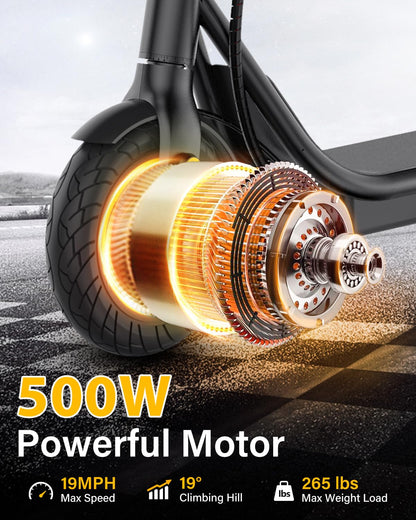 DXH Electric Scooter for Adult - 500W Motor, Max 21 Miles Long Range, 19Mph Top Speed, 10" Tires, Portable Folding Commuting Electric Scooter Adults with Dual Braking System and App Control