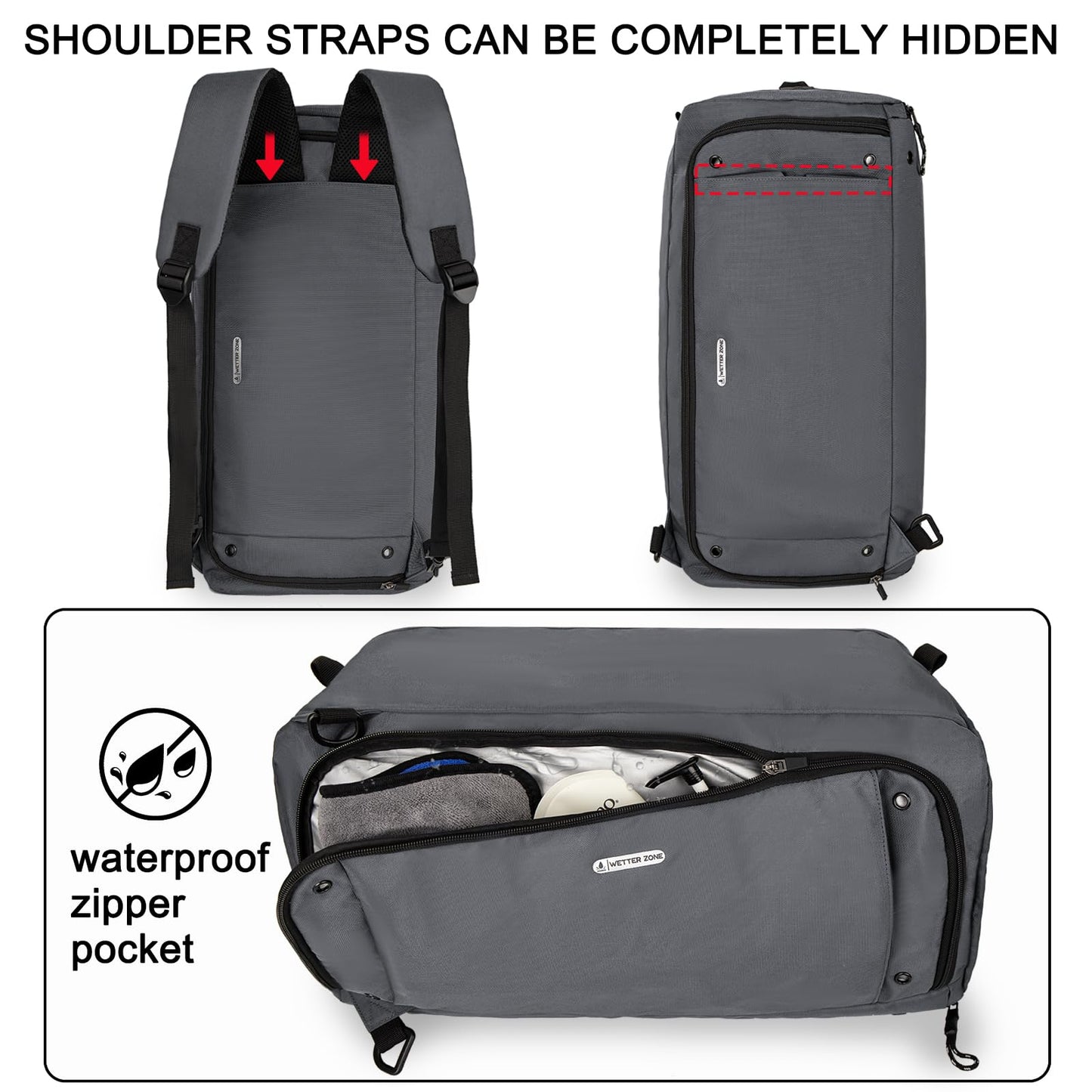 Gym Bag for Men,40L Large 3 in 1 Sports Duffle Bag with Shoes Compartment and Wet Pocket,Travel Backpack Weekender Overnight Bag for Travel, Gym, Sports