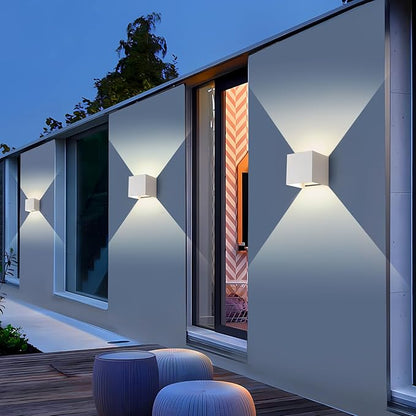 Outdoor Wall Lights & Indoor Wall Sconce White Square Wall Sconces Lights,3000K/4000K/6500K,15W Outdoor Sconce,Waterproof,Rust-Resistant,ETL Listed,1300LM,Adjustable Beam(4.33 Inch,1 Pack)