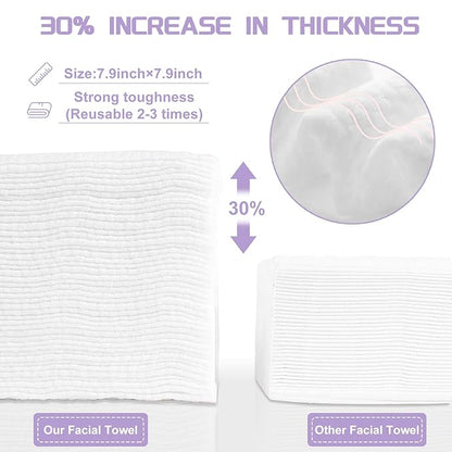 Disposable Face Towel 100 Count, Soft Cotton Face Towels, Dry Wipes Facial
