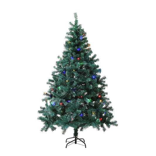 6Ft Artificial Christmas Tree with Metal Stand for Holiday Festival Parties Home Office Decor, Colorful 200 LED Lights 8 Modes
