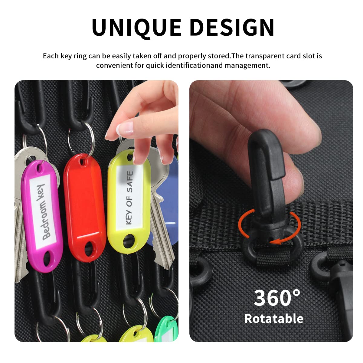 Sdstone Portable Zippered Key Organizer,Fireproof and Waterproof Key Case with 24 Key Hooks,Portable Manager & Landlord Zipper Key Binder for Real Estate Sales,Hotel Executives, Car Service(Brown)