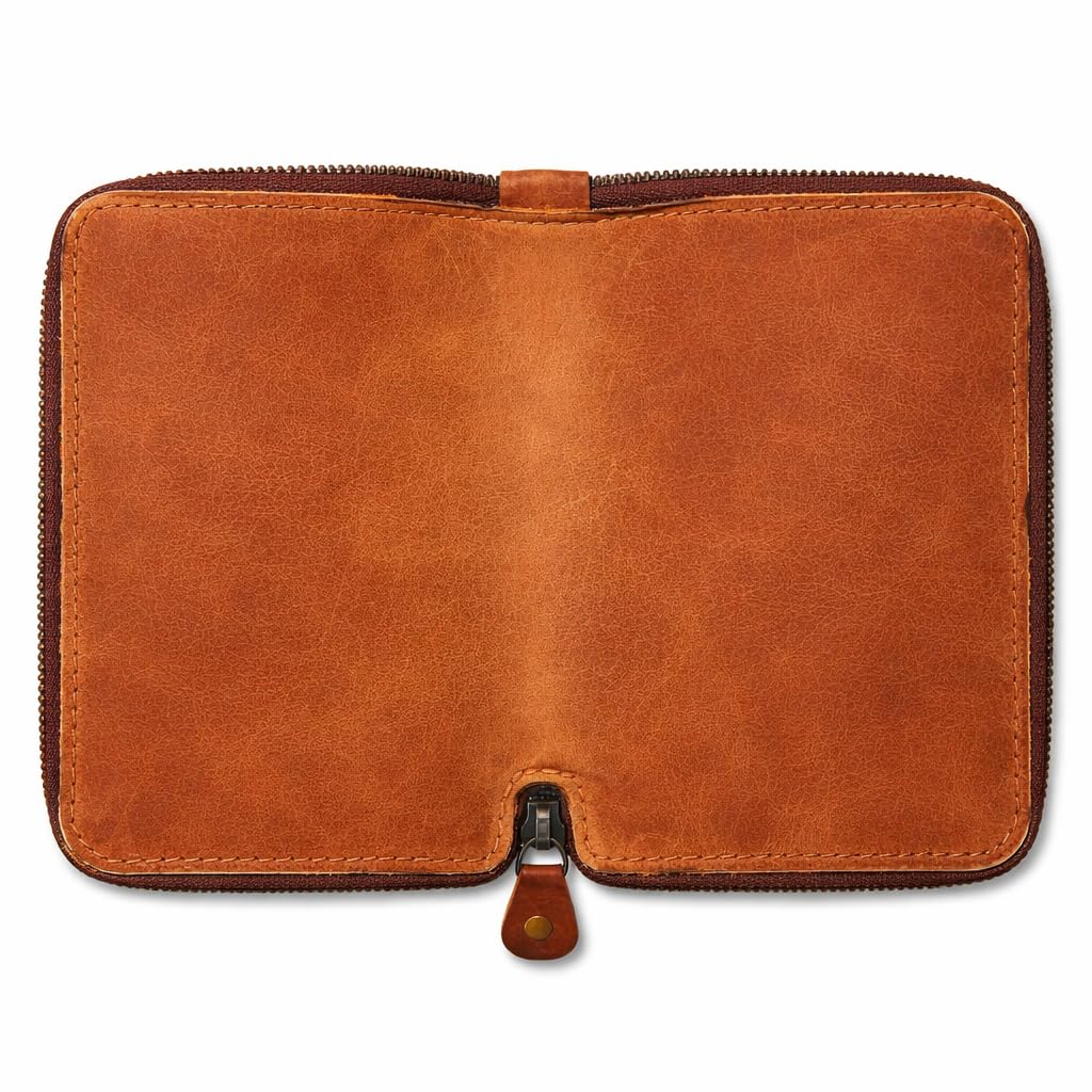 CestAntiQ Zippered Leather Journal Cover Compatible with Moleskine Cahier TWONE Original Kraft Elan Pitch Black Pocket Size 3.5 x 5.5 for Field Notes Notebook Memo Books with Pen Holder Handmade (Tan)