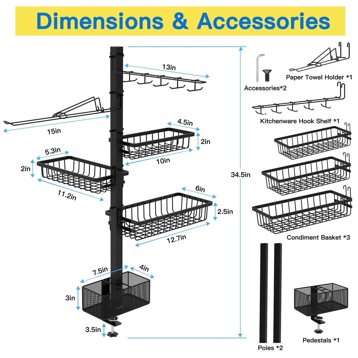 Griddle Caddy Organizer for Blackstone Griddle Accessories, for Husband & Dad & Him, Outdoor Kitchen Accessories, BBQ Grill Picnic Utensil Condiment Caddy with Paper Towel Holder