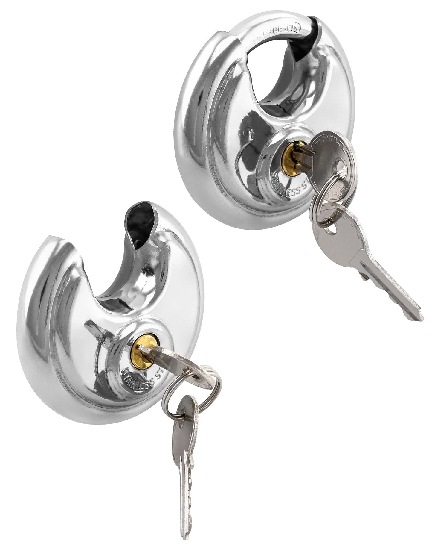 QWORK Disc Locks, 1 Pack Heavy Duty Steel Keyed Padlock Disc Storage Locks for Storage Unit, Moving Trailers, Shed, Fence, 3/8" Shackle